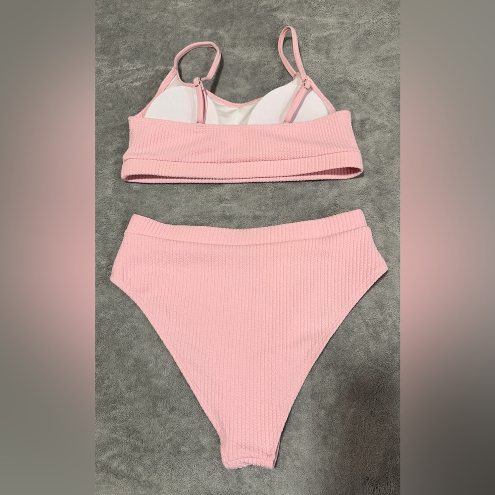 Pink Ribbed Bikini Set - Picture 2 of 2